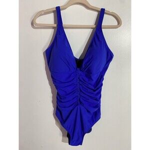 Profile By Gottex One Piece Swimsuit 16 D Blue Beach Resort Cruise Slimming Pool